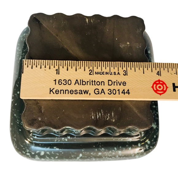 Savoy China Green White Splatter Ceramic Vase 12” MCM Vintage USA Flared Genie - Picture 9 of 12